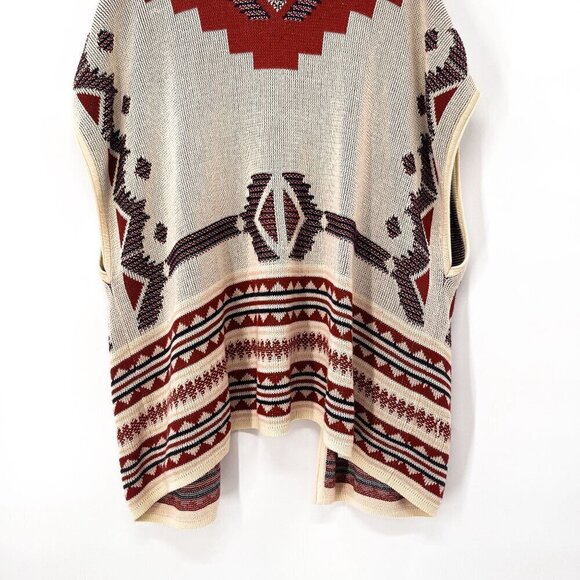 Aztec Boho Knit Open Front Draped Cardigan Kimono Cape Shawl Small Medium - Picture 6 of 8